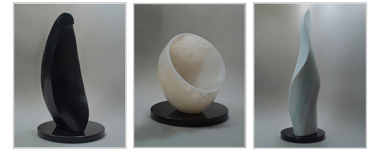 Fine art works in marble, alabaster, limestone, talc, and other stones.